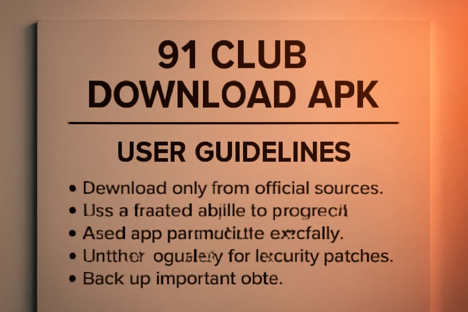 An informative graphic representing user guidelines for 91 Club Download APK.