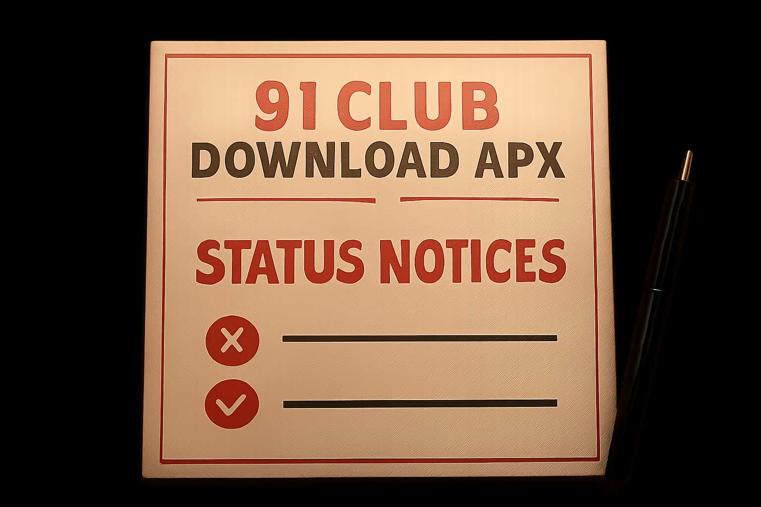 Informational graphic representing the status notices of the 91 Club Download APK.